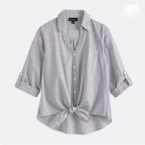 Maurice Tie Front Striped Button down Blouse